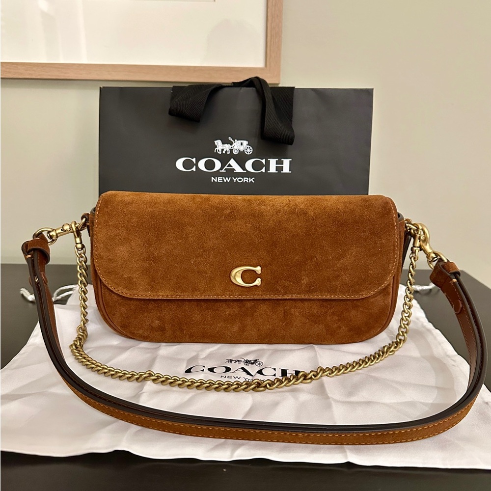 Coach Brook Bag in Warm Brown Suede